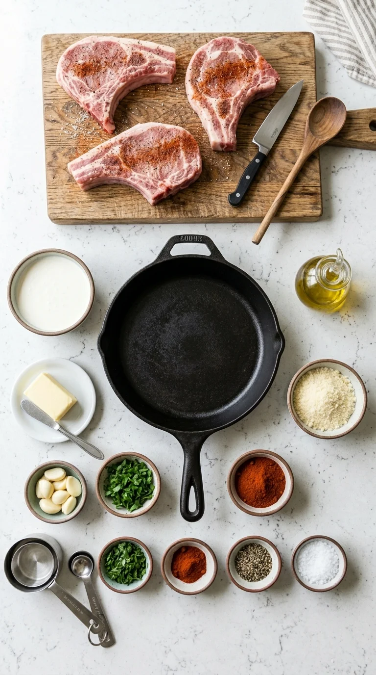 Keto Pork Chops with Garlic Cream Sauce cooking 1