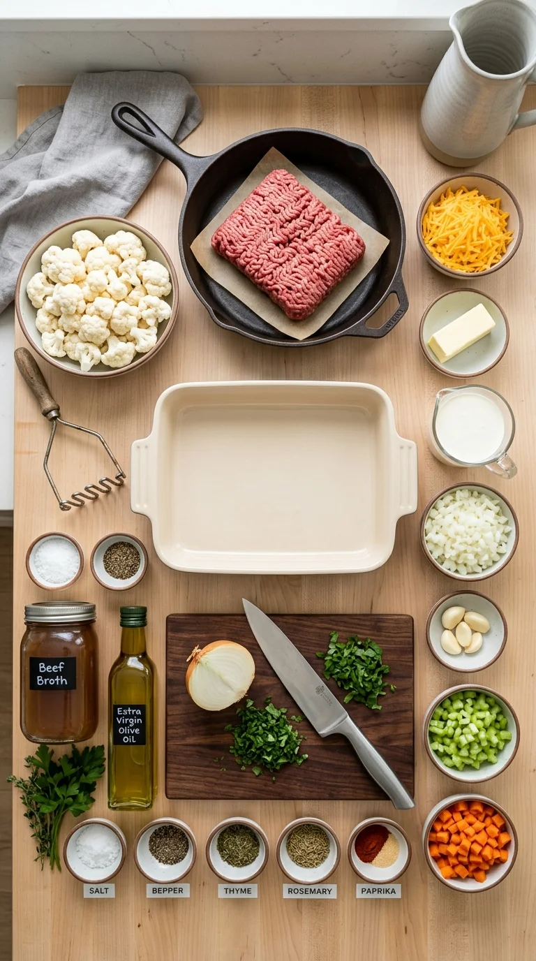 Keto Shepherd’s Pie (Cauliflower Mash) cooking