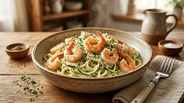 Keto Shrimp Alfredo (Zucchini Noodles)
