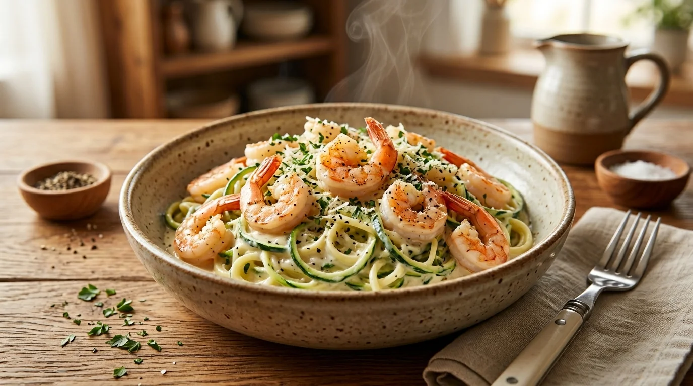 Keto Shrimp Alfredo (Zucchini Noodles)