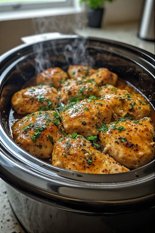 Keto Slow Cooker Garlic Butter Chicken Recipe looks