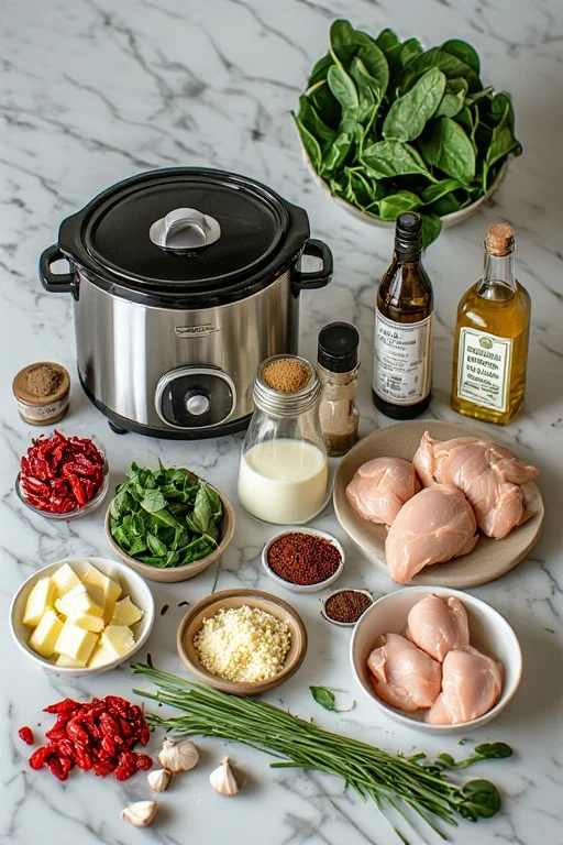 Keto Slow Cooker Tuscan Chicken cooking