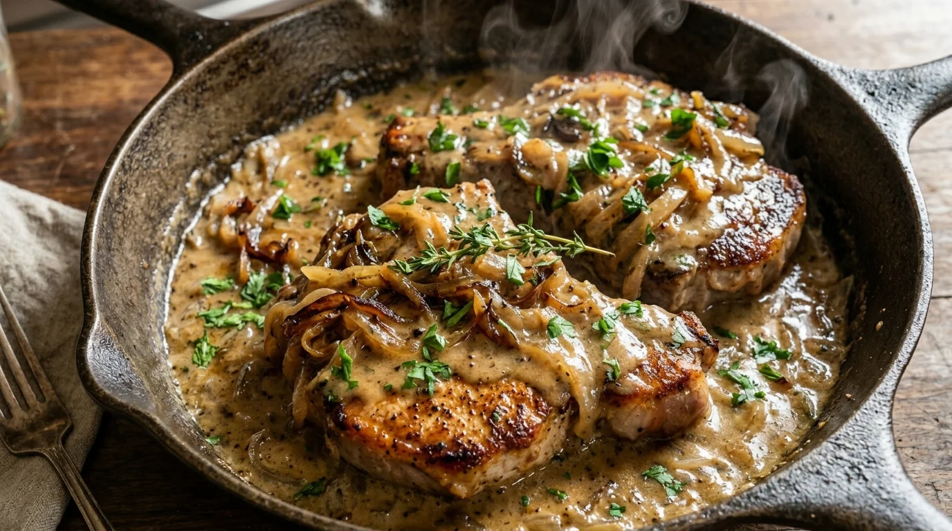 Keto Smothered Pork Chops (Onion Gravy) 1