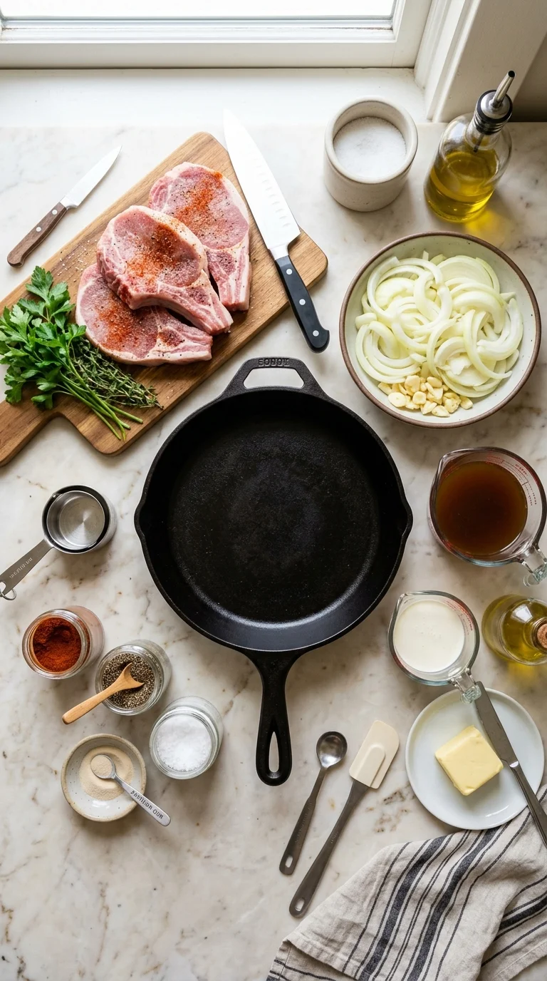 Keto Smothered Pork Chops (Onion Gravy) cooking 1