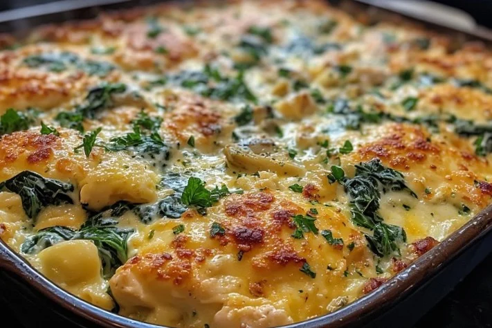 Keto Spinach Artichoke Chicken Casserole