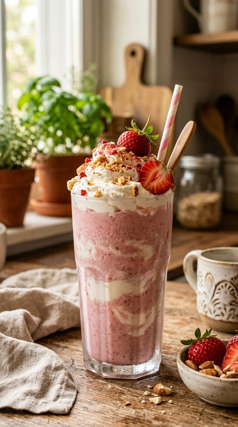 Keto Strawberry Cheesecake Smoothie Recipe looks