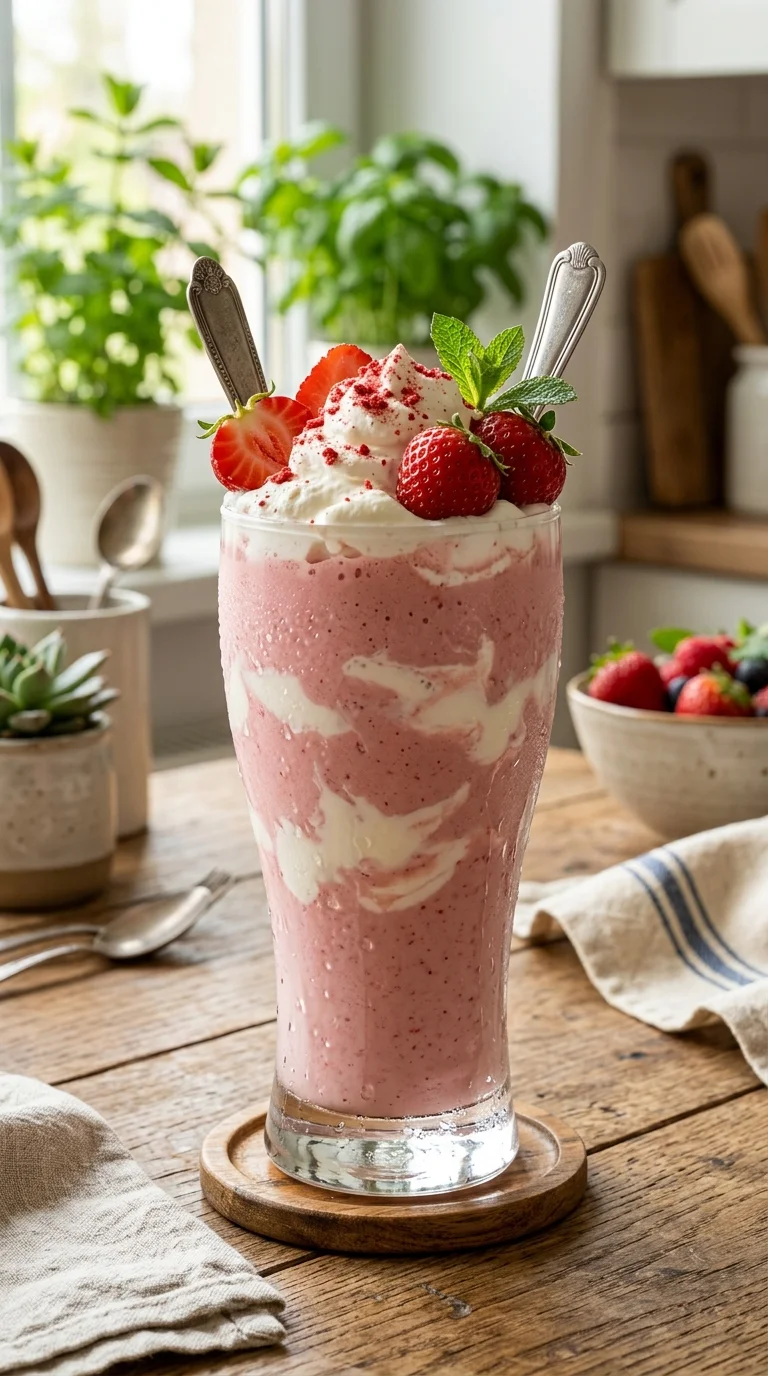 Keto Strawberry Cream Smoothie looks