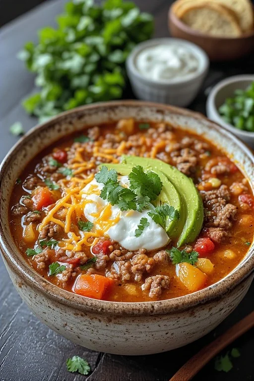 Keto Taco Soup with Ground Beef Recipe looks