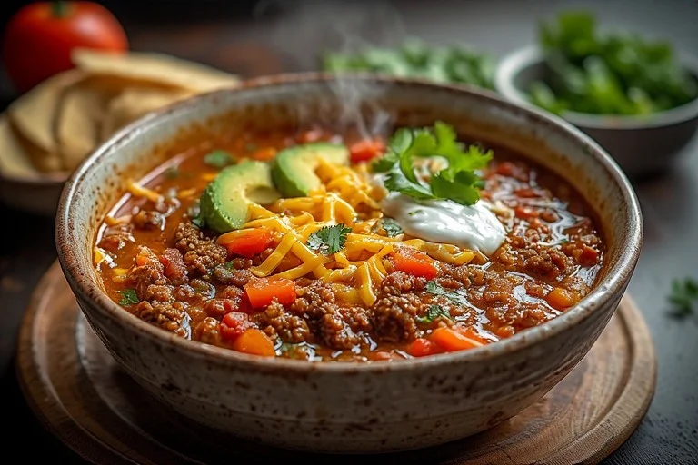 Keto Taco Soup with Ground Beef Recipe