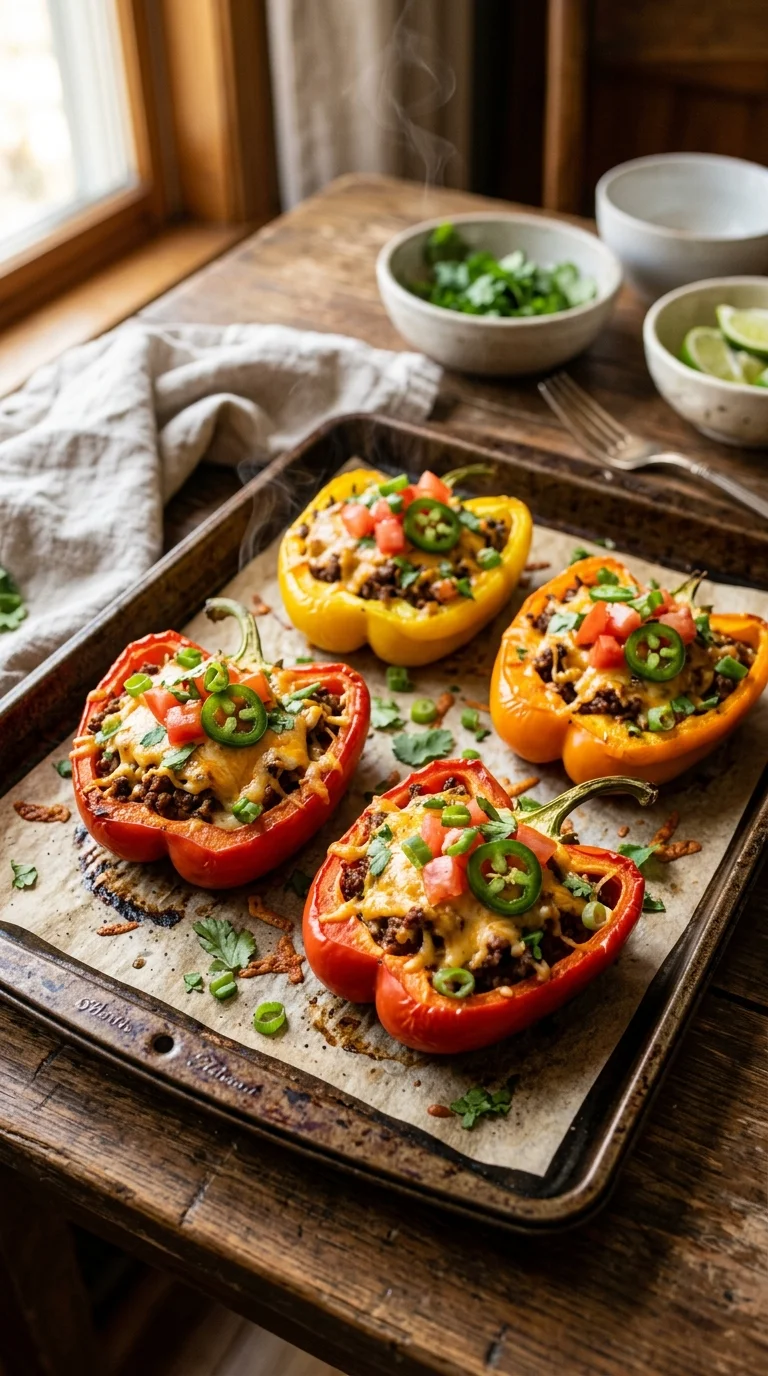 Keto Taco Stuffed Peppers (Beef) cooking 1