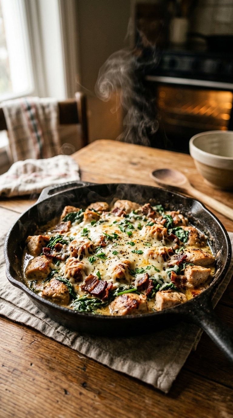 Lazy Keto Chicken Bacon Spinach Skillet looks 1