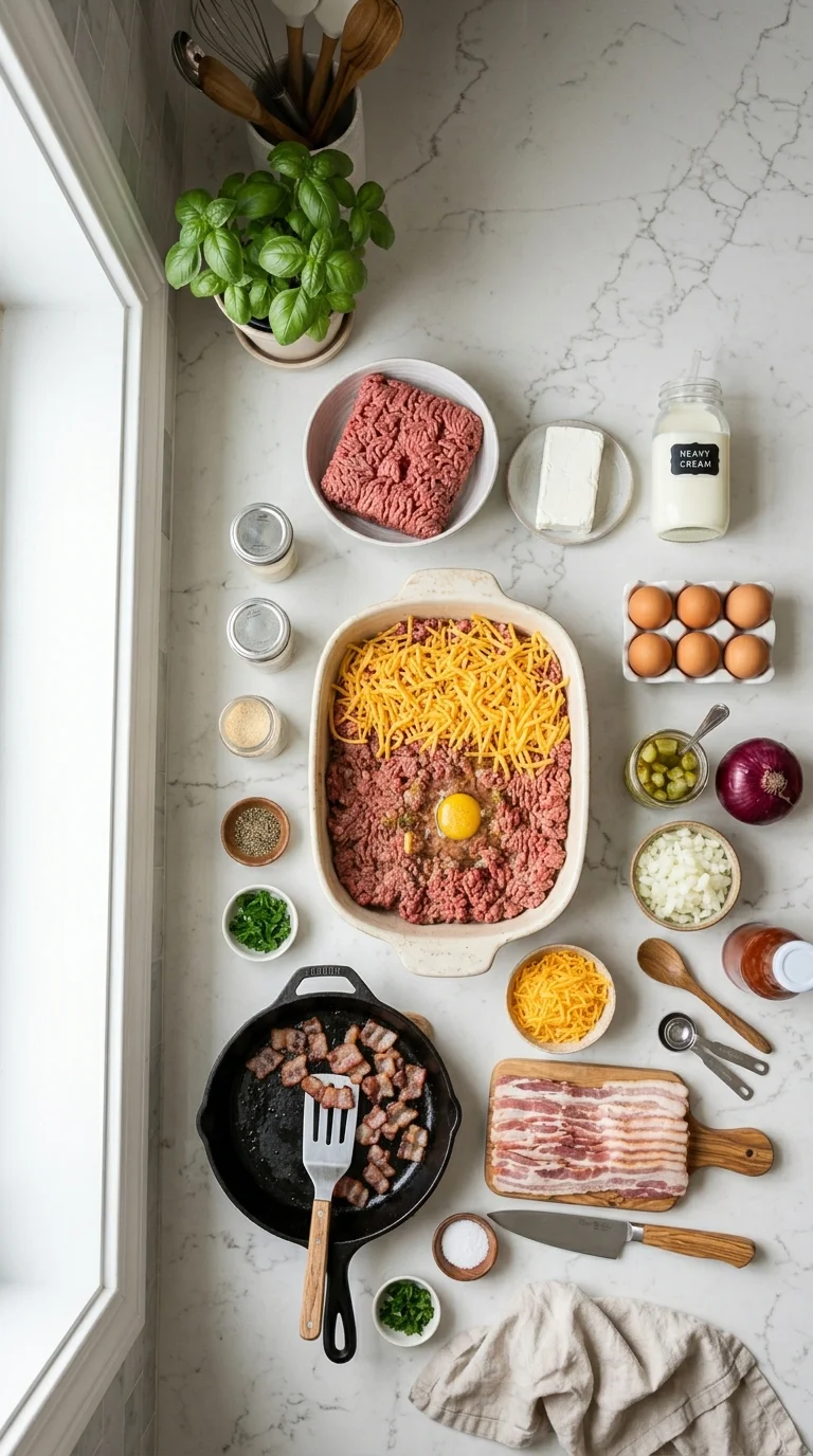 Low-Carb Bacon Cheeseburger Casserole cooking