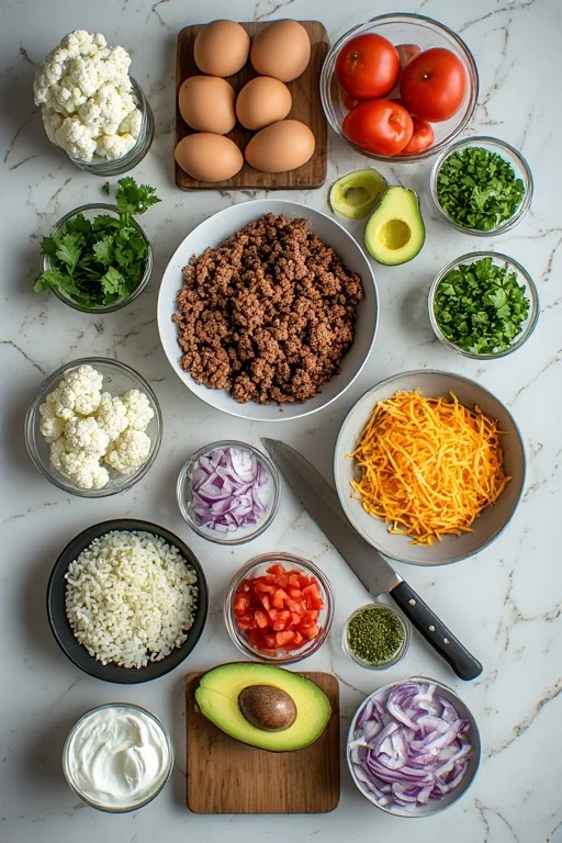 Low Carb Breakfast Burrito Bowl cooking