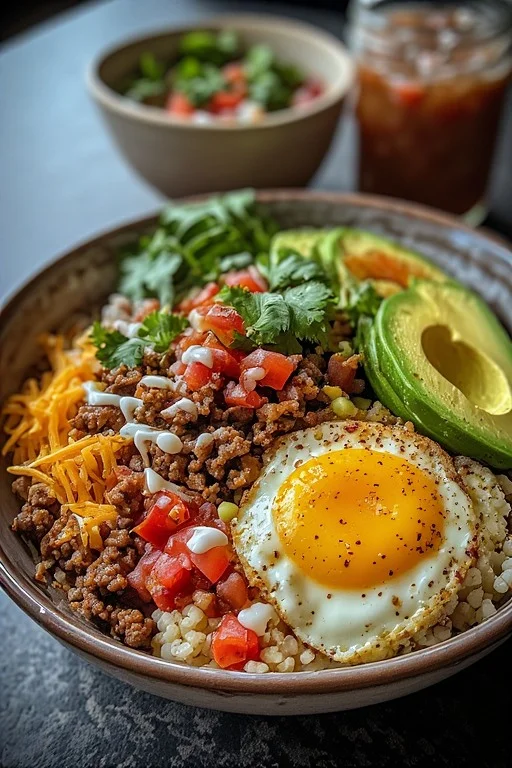 Low Carb Breakfast Burrito Bowl looks