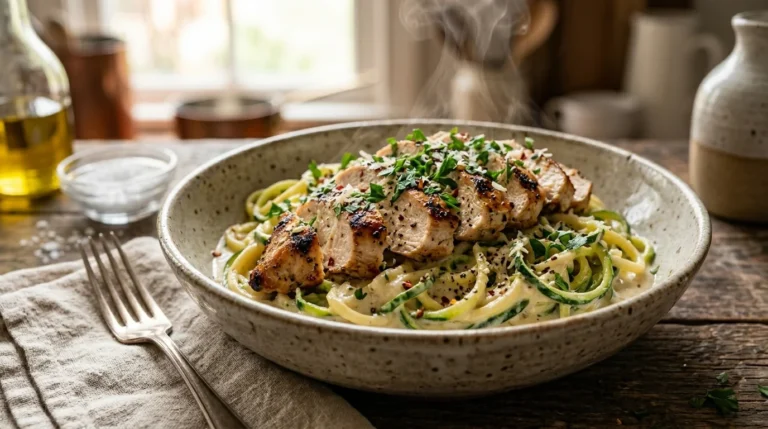 Low Carb Chicken Alfredo with Zoodles