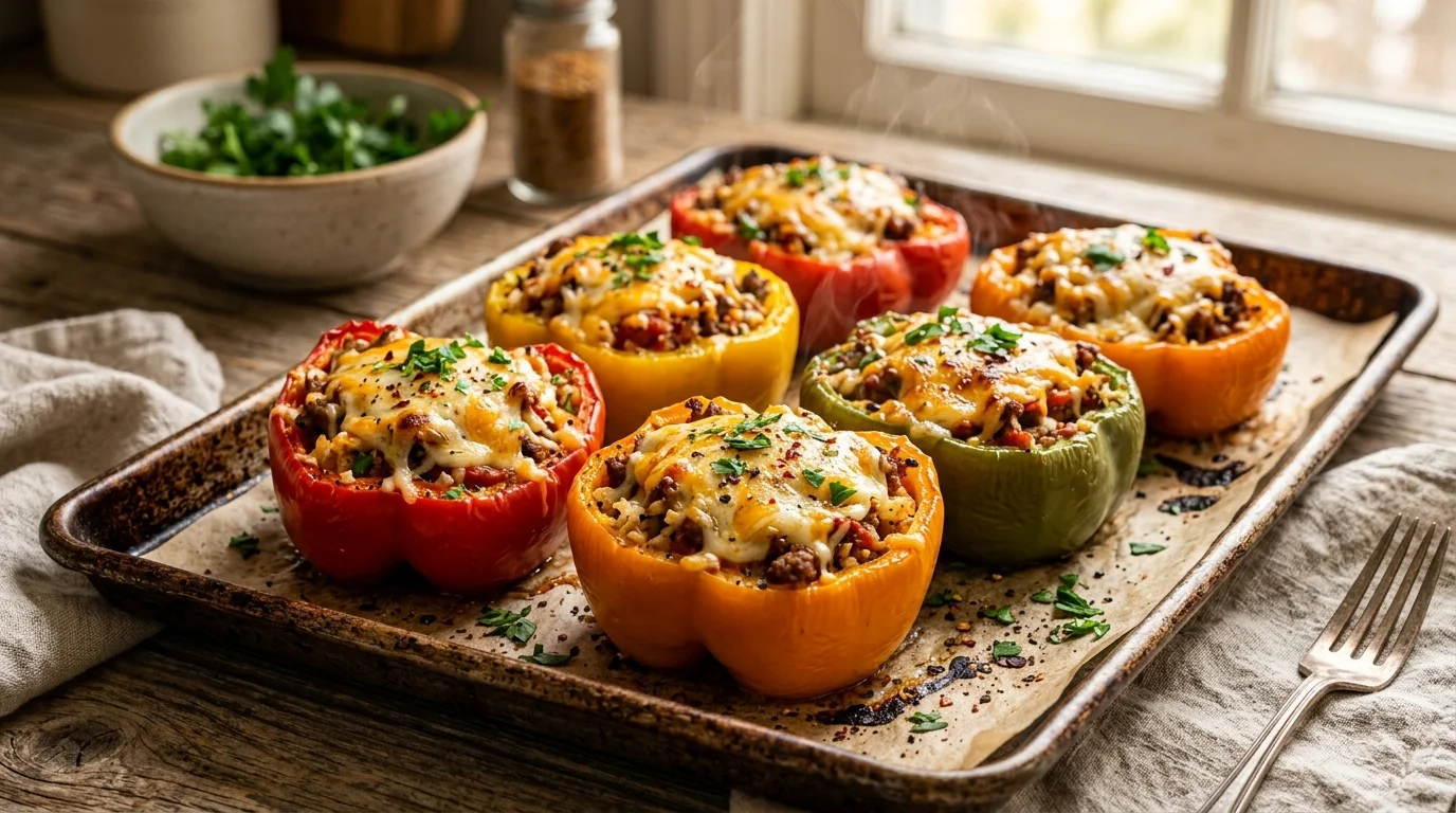 Low Carb Stuffed Bell Peppers with Ground Beef 1