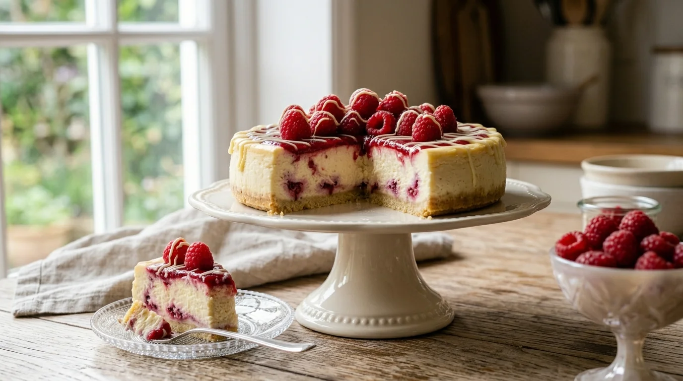 Raspberry White Chocolate Keto Cheesecake