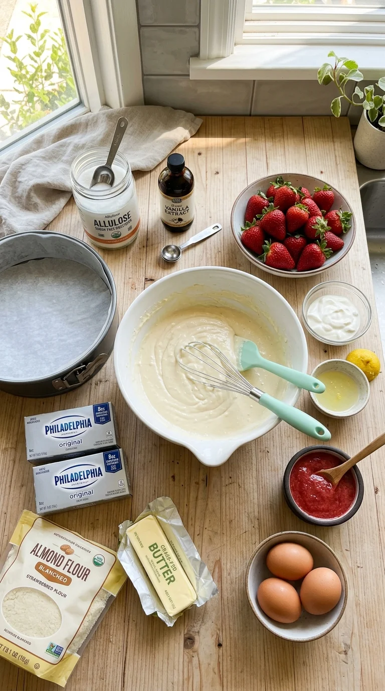 Strawberry Keto Cheesecake Recipe cooking