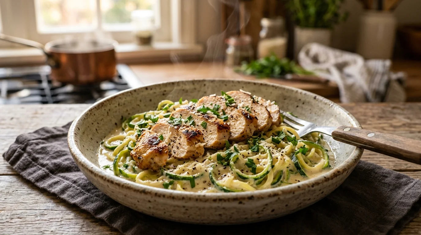 Zucchini Noodle Chicken Alfredo Recipe