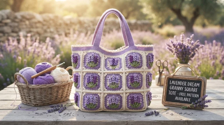 Lavender Dream Granny Square Tote Free Crochet Pattern