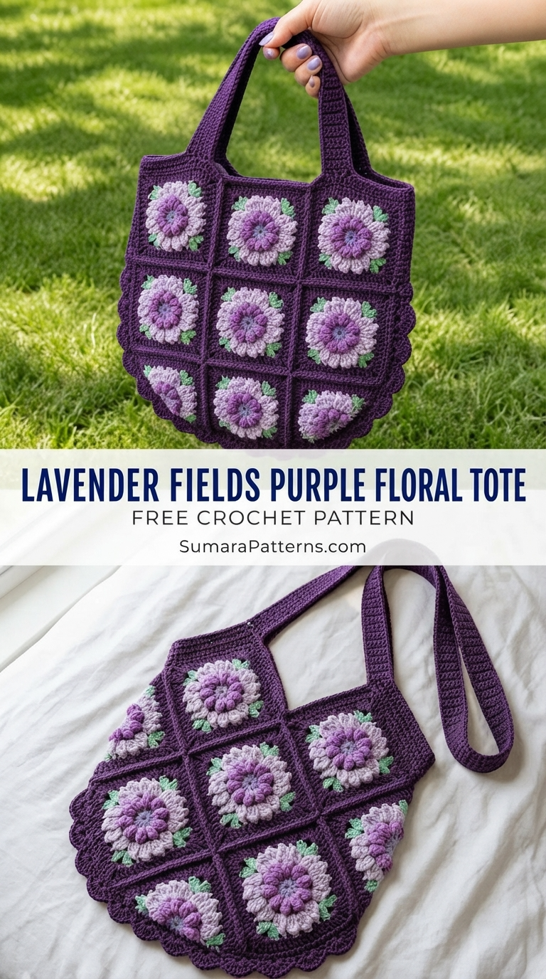 Lavender Fields Purple Floral Tote