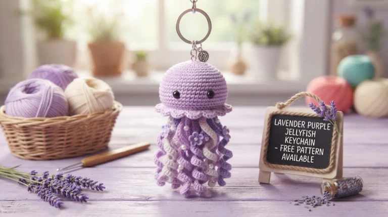 Lavender Purple Jellyfish Keychain Free Crochet Pattern