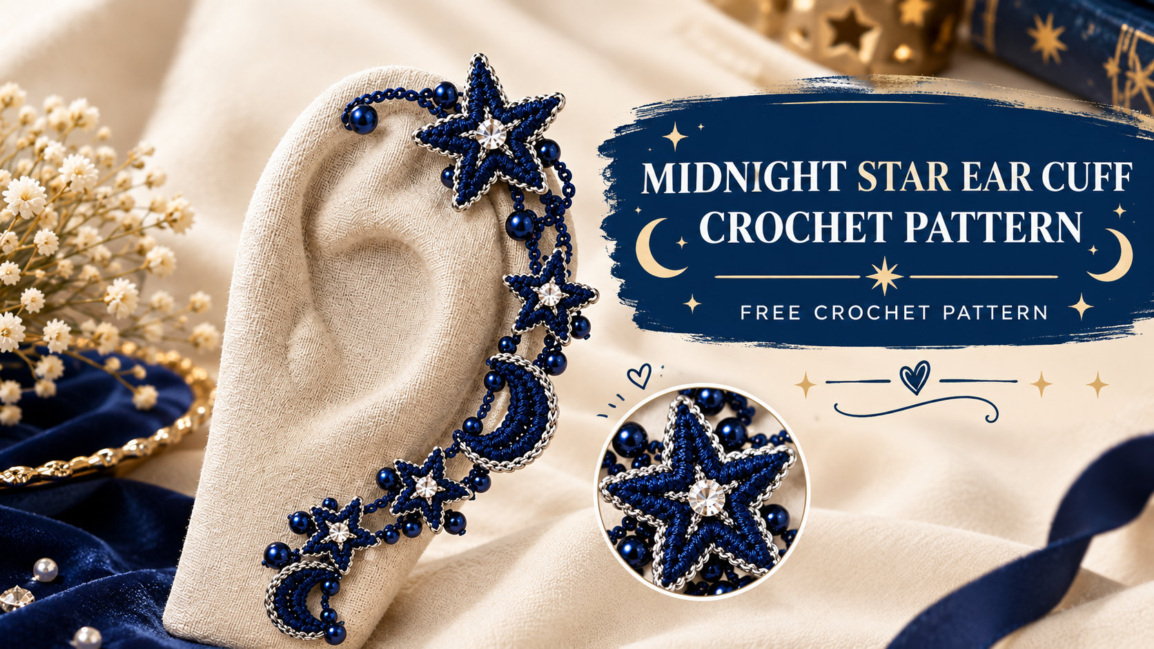 Midnight Star Ear Cuff Crochet Pattern