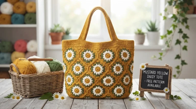 Mustard Yellow Daisy Tote Free Crochet Pattern