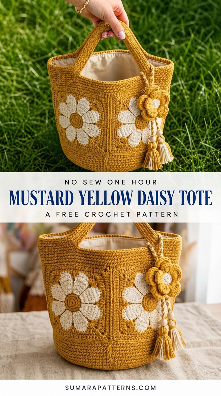 Mustard Yellow Daisy Tote