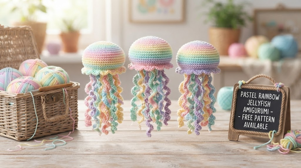 Pastel Rainbow Jellyfish Amigurumi Free Crochet Pattern