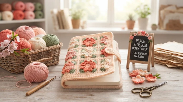 Peach Blossom Diary Cover Free Crochet Pattern