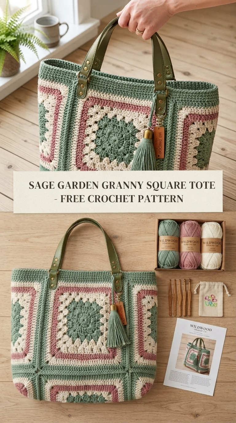 Sage Garden Granny Square Tote