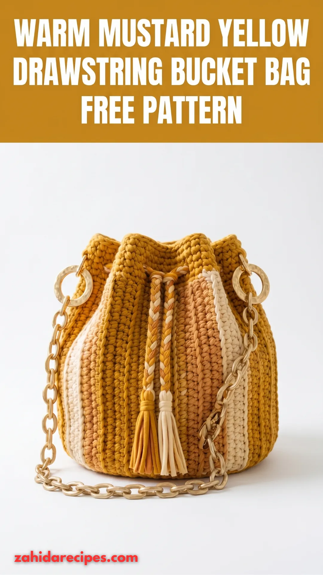 Warm Mustard Yellow Drawstring Bucket Bag