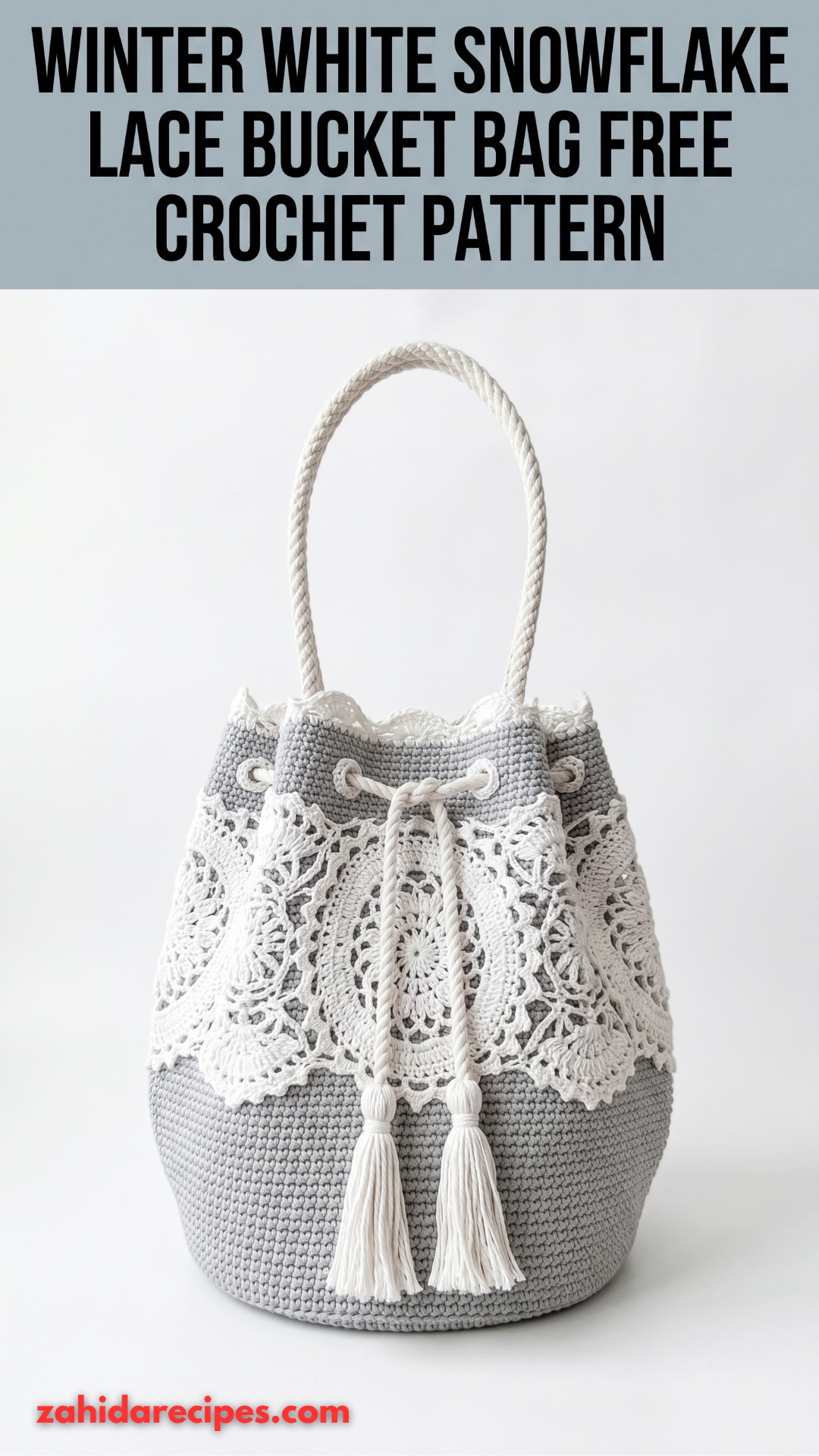 Winter White Snowflake Lace Bucket Bag