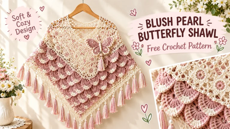 Blush Pearl Butterfly Shawl Crochet Pattern
