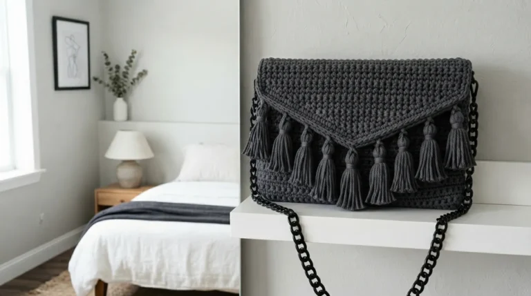 Charcoal Gray Modern Tassel Crossbody Free Crochet Pattern