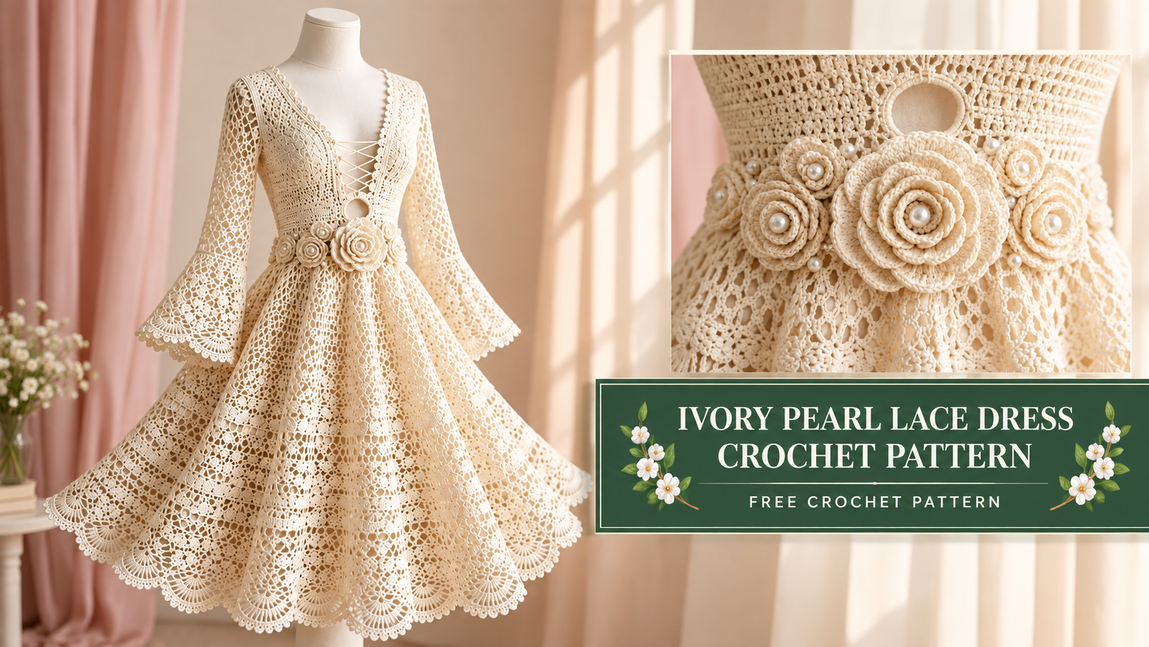 Ivory Pearl Lace Dress Crochet Pattern