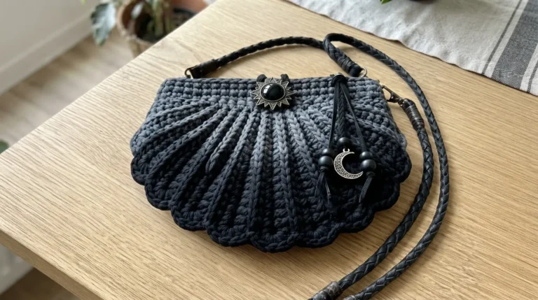 Midnight Black Boho Shell Bag Free Crochet Pattern