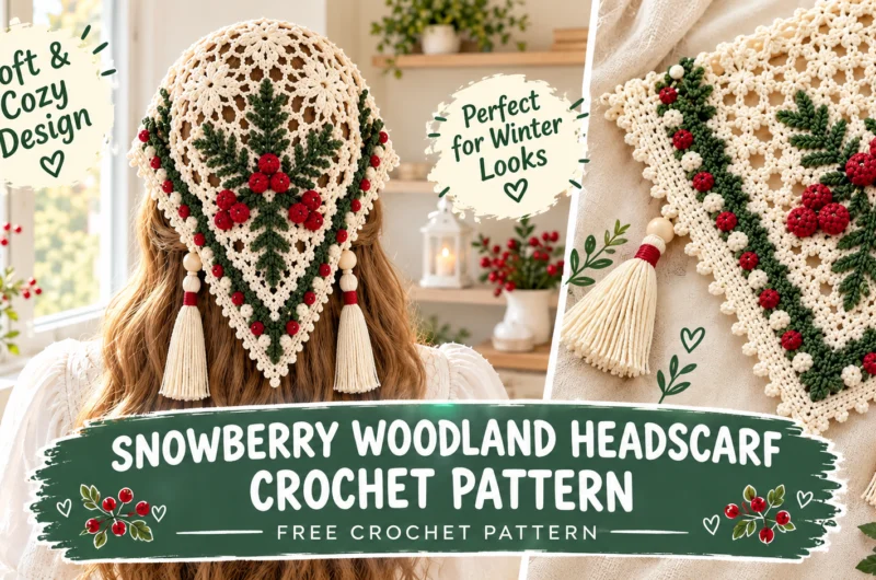 Snowberry Woodland Headscarf Crochet Pattern